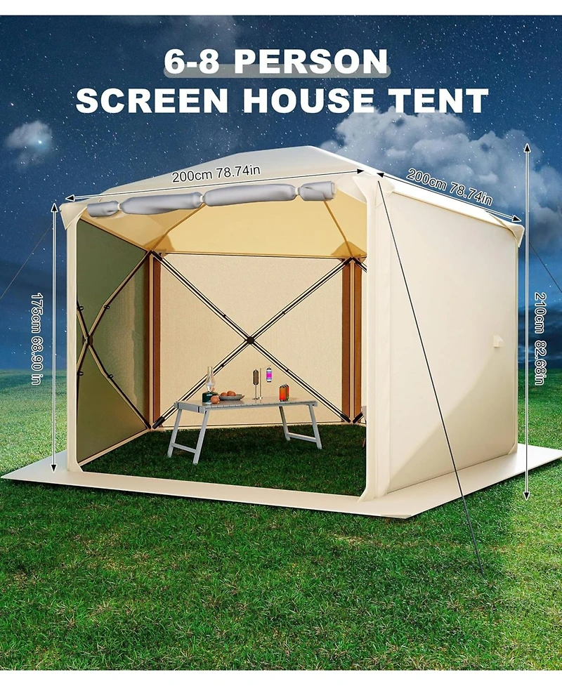 gaomon Pop-Up Screen Tent Gazebo, 10 x 10 Ft Camping Canopy Instant Shade, Featuring 5 Removable Privacy Canopy, and Made from 210D Oxford Fabric