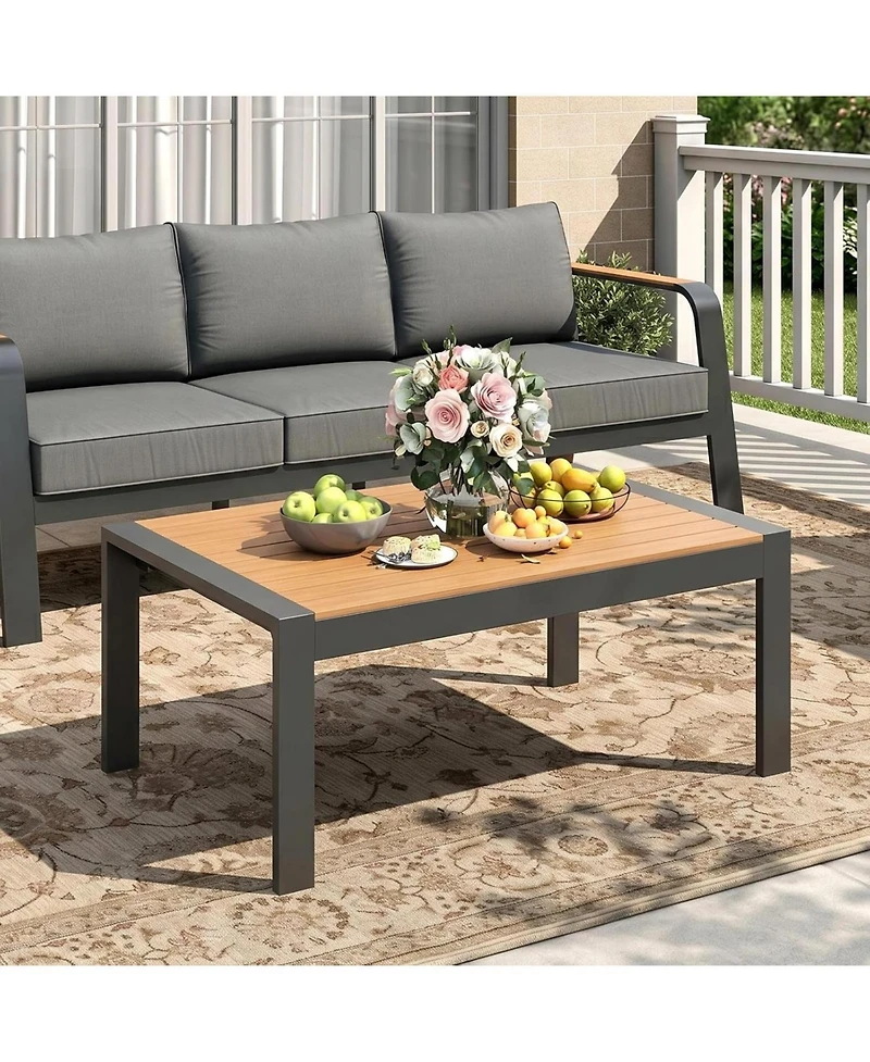 gaomon Outdoor Coffee Table, All-Weather Aluminum Patio Coffee Table for Patio, Deck, Backyard, Garden, Poolside