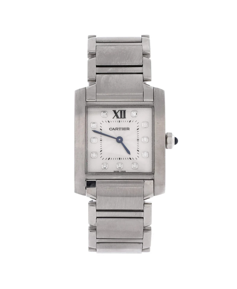 Pre-Owned Cartier Tank Francaise Quartz Watch in Stainless Steel with Diamond Markers 25mm