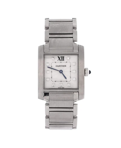 Pre-Owned Cartier Tank Francaise Quartz Watch in Stainless Steel with Diamond Markers 25mm