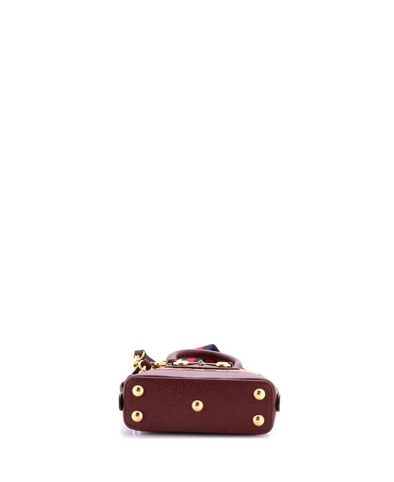 Pre-Owned Gucci Mini Horsebit 1955 Top Handle Bag Gg Canvas with Leather