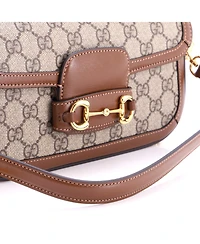 Pre-Owned Gucci East West Horsebit 1955 Shoulder Bag Gg Coated Canvas with Leather
