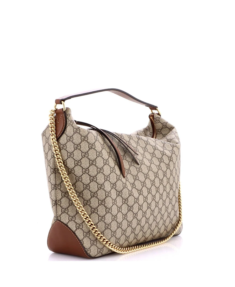 Pre-Owned Gucci Large Chain Hobo Gg Coated Canvas