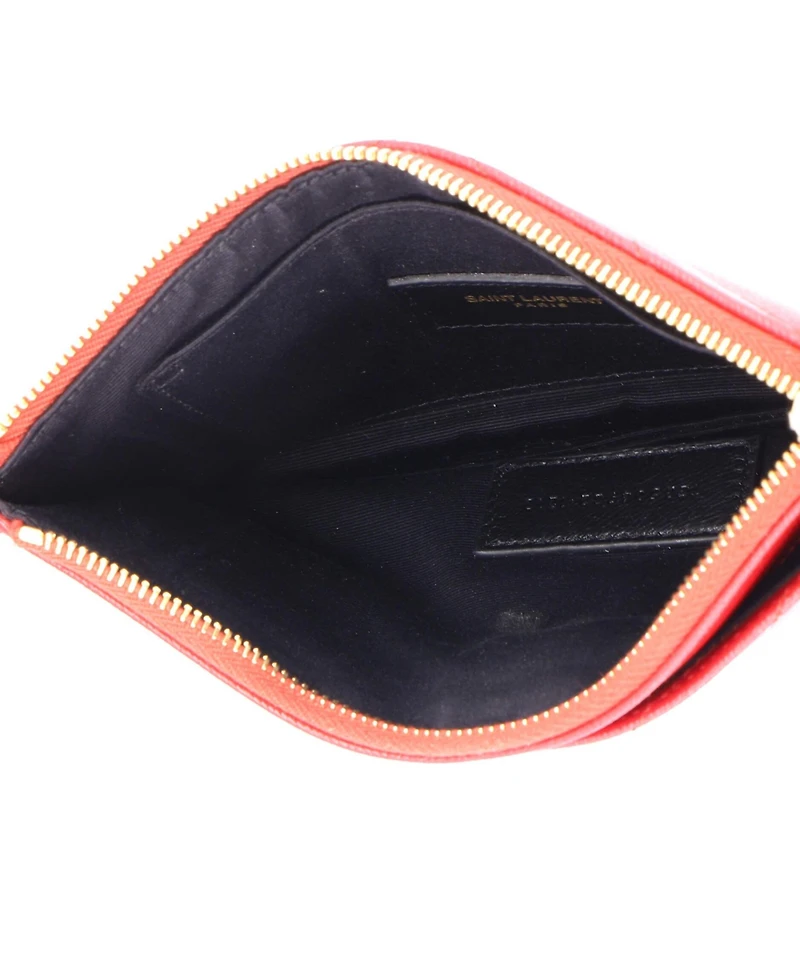 Pre-Owned Saint Laurent Medium Classic Monogram Zip Bill Pouch Matelasse Chevron Leather