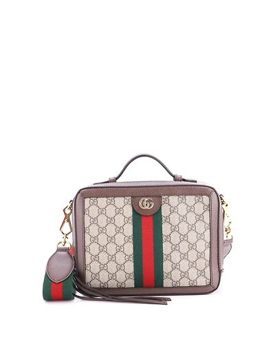 Pre-Owned Gucci Small Ophidia Zip Around Camera Bag Gg Coated Canvas