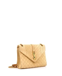Pre-Owned Saint Laurent Small Classic Monogram Envelope Satchel Quilted Suede
