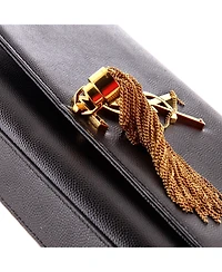 Pre-Owned Saint Laurent Small Classic Monogram Tassel Crossbody Bag Grainy Leather