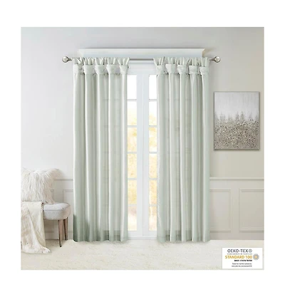 Avobird Twist Tab Lined Window Curtain Panel Dusty Aqua 50x108