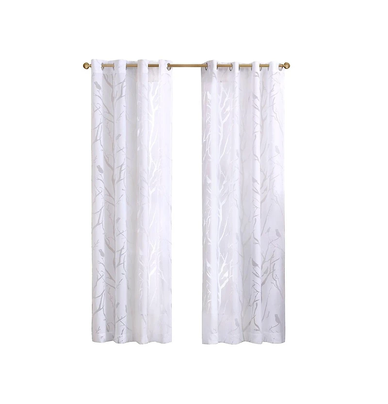 Avobird Grommet Top Sheer Bird on Branches Burnout Window Curtain Only 1 Piece Panel
