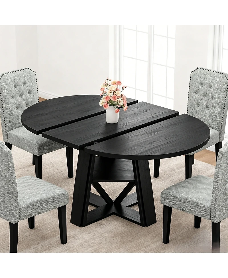 homfan Extendable Round Dining Table, 43.3" to 59.06"