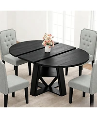 homfan Extendable Round Dining Table, 43.3" to 59.06"