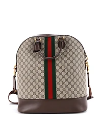 Pre-Owned Gucci Small Savoy Web Bowling Tote Gg Coated Canvas and Leather