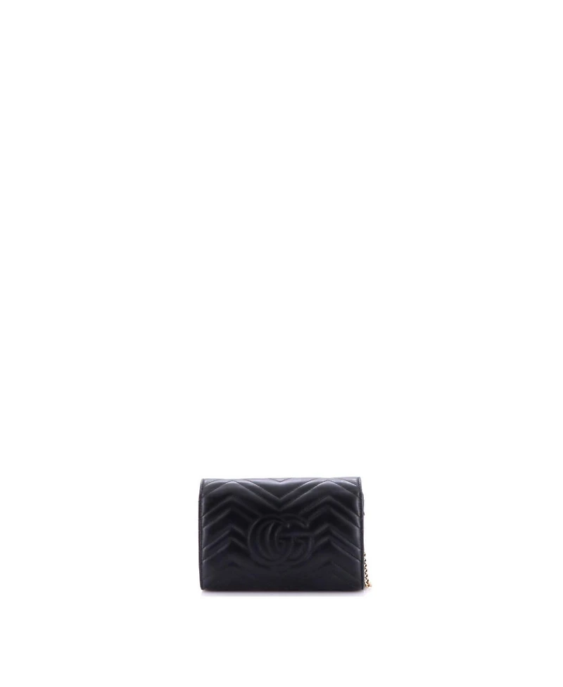 Pre-Owned Gucci Mini Gg Marmont Chain Wallet Matelasse Leather