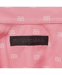 Pre-Owned Balenciaga Women's Monogram Print Oversized Cotton Shirt