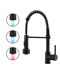 Phying Led Commercial Kitchen Faucet Single Handle Single Lever Pull Down Sprayer 360 Rotatable High Arch Gooseneck Sink Faucet
