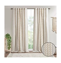Avobird Cotton Printed Curtain Panel with Chenille Stripe and Lining 50x84