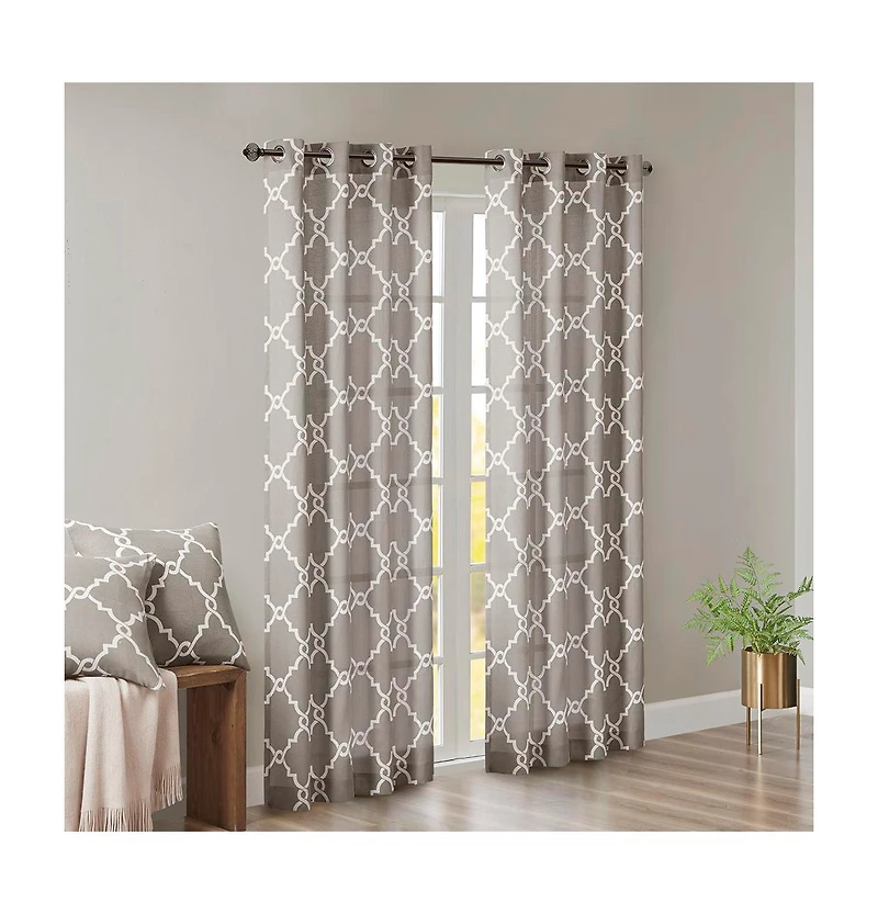 Avobird Fretwork Print Grommet Top Window Curtain Panel Only 1 Pc Panel