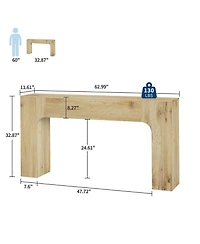 homfan 62.99 inch Oak Color Particle Board Console Table, Narrow Entryway Sofa Table for Hallway and Living Room