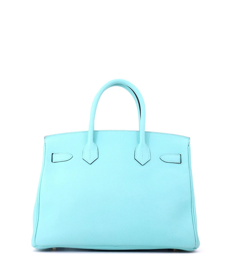 Pre-Owned HERMES Birkin 30 Handbag Blue Epsom with Gold Hardware
