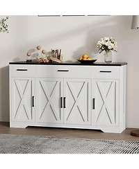 homfan Buffet Sideboard Cabinet with 3 Drawers, Storage Shelves and Doors for Kitchen, Dining Room, Living Room