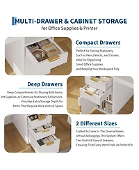 gaomon Computer Desk Hutch Printer Stand Ripple Storage Space Saving