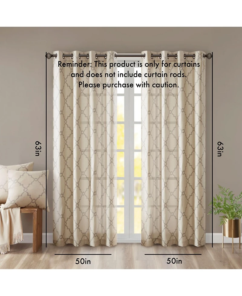 Avobird Fretwork Print Grommet Top Window Curtain Panel Only 1 Piece Panel