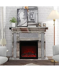 Streamdale Furniture 46" Acrylic Diamond Mirror Electric Fireplace Mantel
