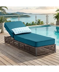 Pocassy Outdoor Chaise Lounge, Wicker Recliner with Adjustable Backrest, 5inch Thick Water Repellent Cushions, Patio Rattan Lounge Chairs