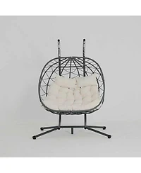 Yiortwo 2 Person Outdoor Hanging Lounge Chair with Stand and Cushions