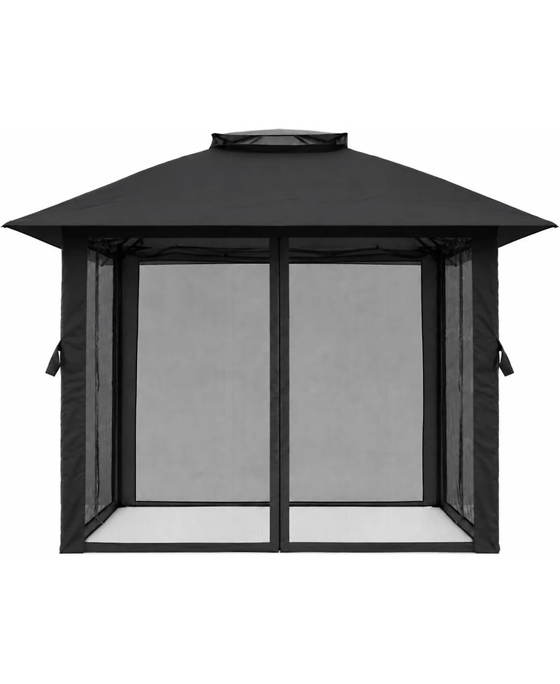 gaomon 10x10 Outdoor Gazebo with Mesh Netting – Metal Frame Patio Canopy, Eave Shelter for Garden and Patio, No Sidewalls