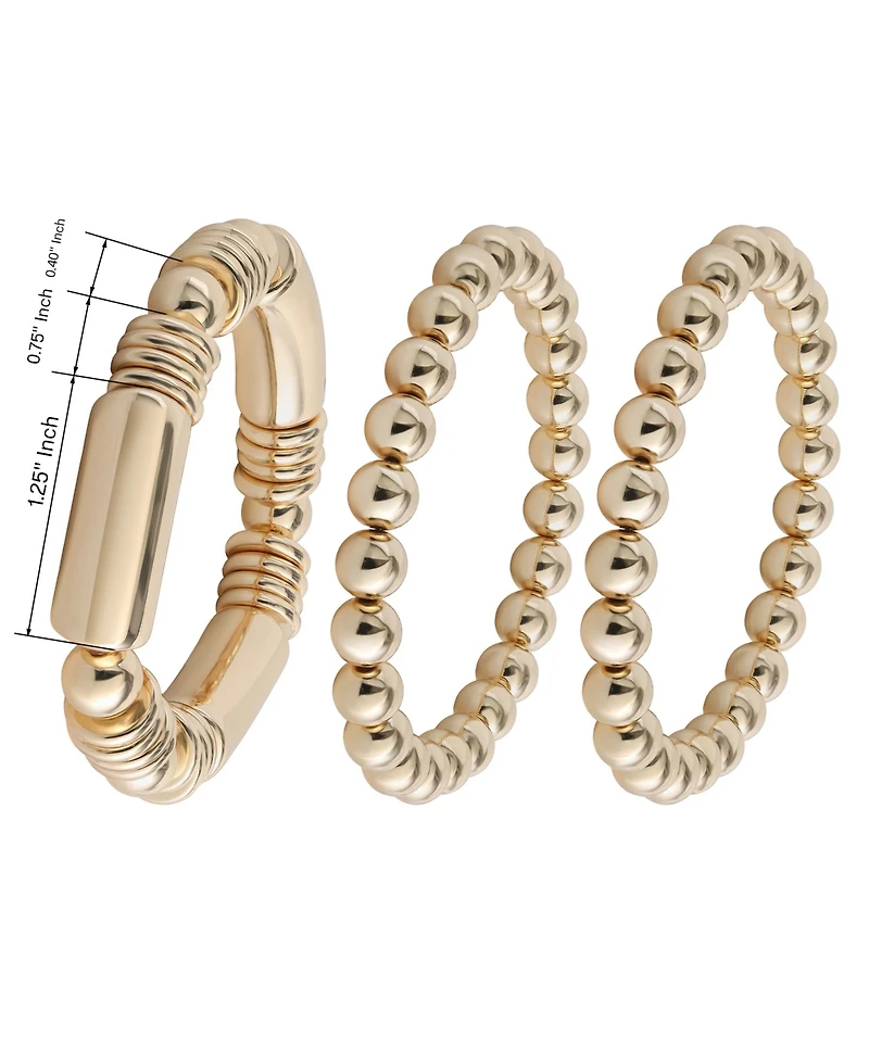 Jessica Simpson Women's 3-Piece Bracelet Set, Gold-Tone Plated Fashion Jewelry Multipack