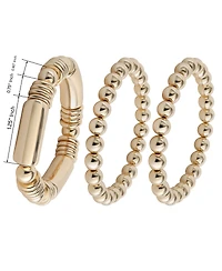 Jessica Simpson Women's 3-Piece Bracelet Set, Gold-Tone Plated Fashion Jewelry Multipack