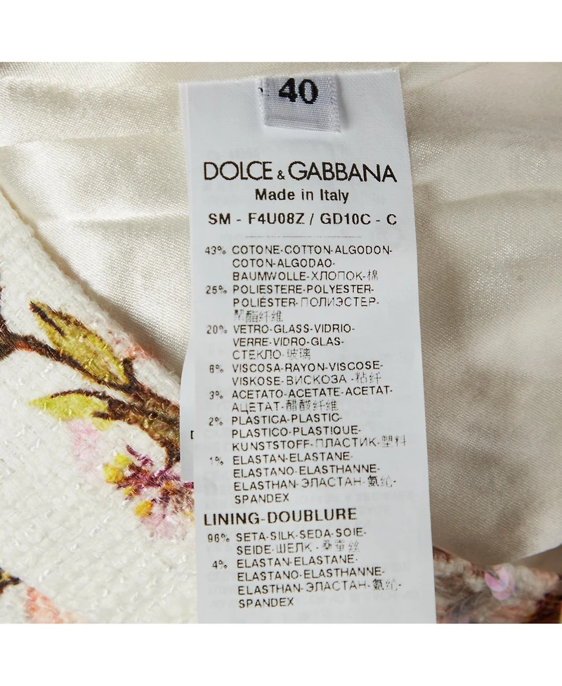 Pre-Owned Dolce & Gabbana Women's Floral Print Sequined Tweed Mini Skirt