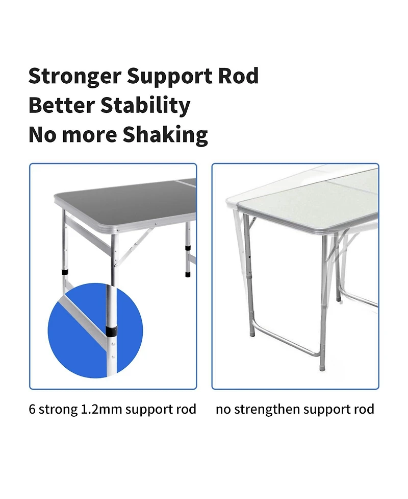 Piscifun Camping Folding Table Portable Picnic Aluminum Adjustable Height Outdoor Bbq