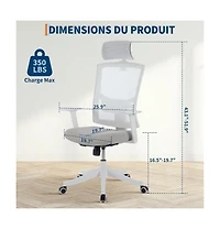 homfan Ergonomic Mesh Office Chair with Lumbar Support, Headrest, Flip-Up Arms, 350lb Capacity
