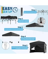 homfan 10x10 Pop Up Canopy with 4 Sidewalls – Waterproof Portable Outdoor Shade Tent Stakes and Carry Bag