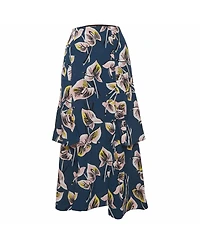 Pre-Owned Marni Women's Floral Print Crepe Ruffled Maxi Skirt