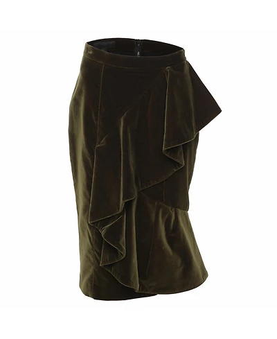 Pre-Owned Burberry Women's Velvet Ruffle Pencil Skirt