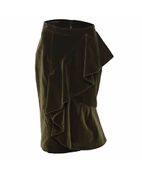 Pre-Owned Burberry Women's Velvet Ruffle Pencil Skirt
