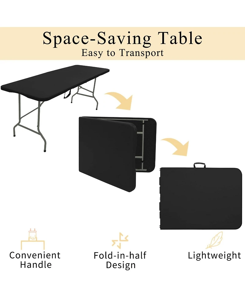 Piscifun Set Of 2 Folding Tables Carrying Handle Lightweight Portable Plastic Camping Steel Indoor Outdoor Party Dining Wedding Events Picnic