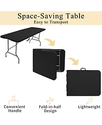 Piscifun Set Of 2 Folding Tables Carrying Handle Lightweight Portable Plastic Camping Steel Indoor Outdoor Party Dining Wedding Events Picnic