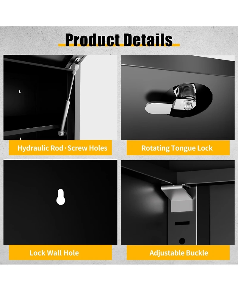 Boyel Living Wall Cabinet Garage Storage Adjustable Shelves Locking Door Steel Organizer