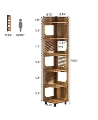 Tribesigns 6-Tier Tall Corner Shelf, 71-Inch Rustic Narrow Bookshelf Bookcase with Square Rack