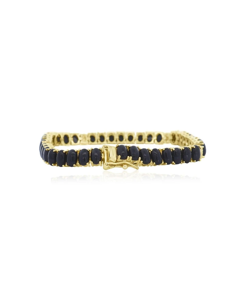 The Lovery Oval Onyx Cz Tennis Bracelet 14K Gold-Plated Sterling Silver