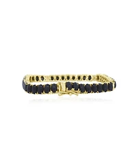 The Lovery Oval Onyx Cz Tennis Bracelet 14K Gold-Plated Sterling Silver