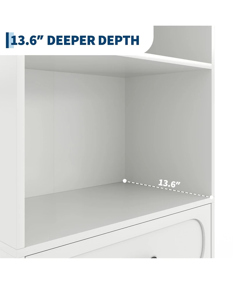 gaomon 70" H Bookshelf with 3 Drawers, Tall Bookcase with 3-Tier Open Shelves Wood Bookcase with Adjustable Shelf Kitchen Storage Cabinets