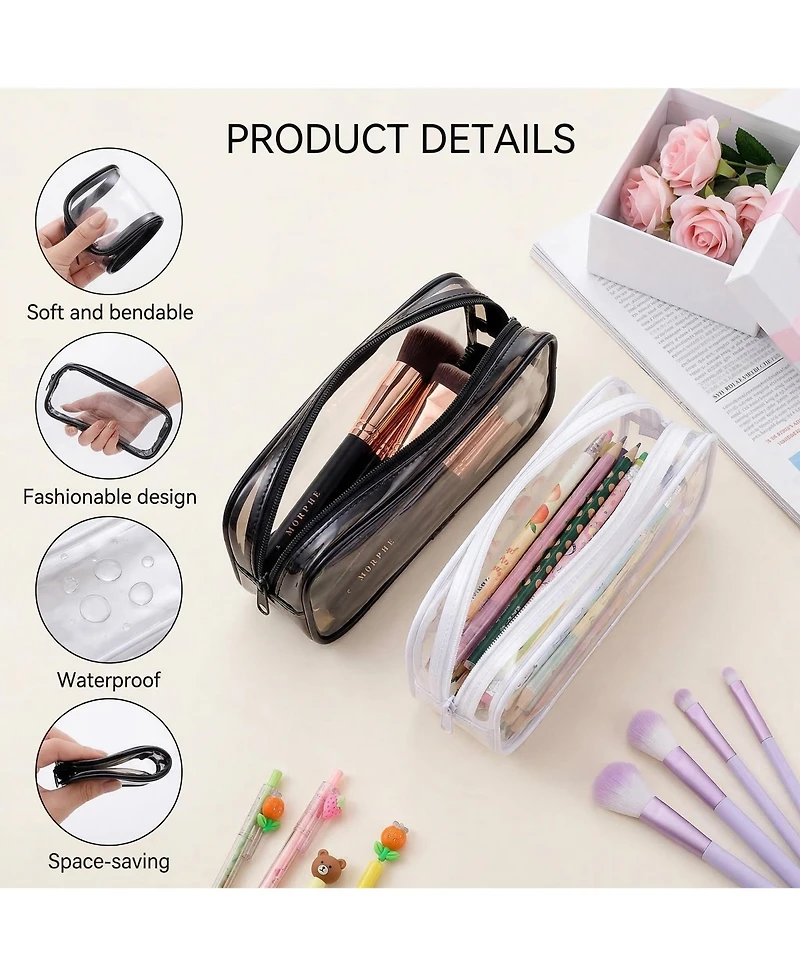 Danrong Clear Pvc Pencil Case Makeup Pouch Travel Toiletry Bag With Zipper Big Capacity Stationery Storage Organizer 10 Pack