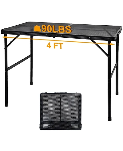 Piscifun Camping Table Mesh Desktop Lightweight Portable Folding Grill Height Adjustable Metal Outdoor Cooking Bbq Picnic
