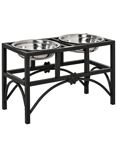 Ruie 17 in Double Elevated Dog Bowls Stainless Steel Feeding Station