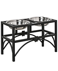 Ruie 17 in Double Elevated Dog Bowls Stainless Steel Feeding Station